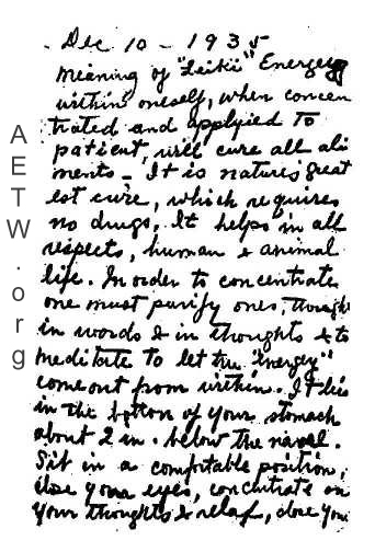 Extract (a) from Takata-sensei's diary  Dec !0, 1935